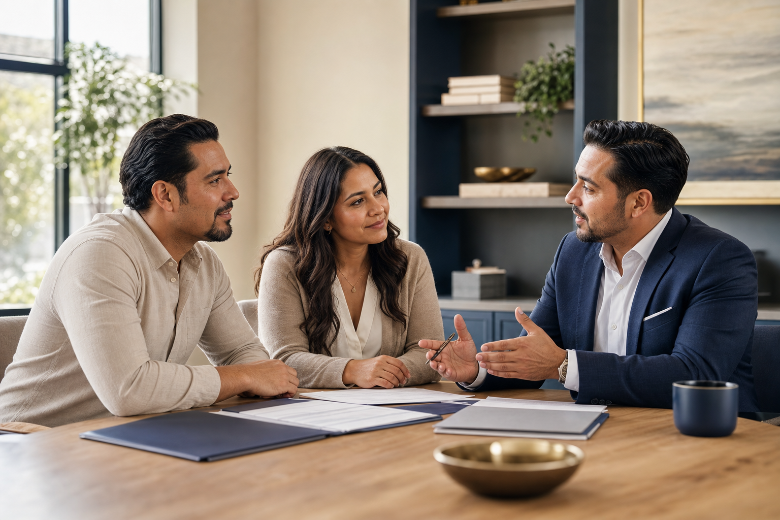 Insurance advisor meeting with a couple